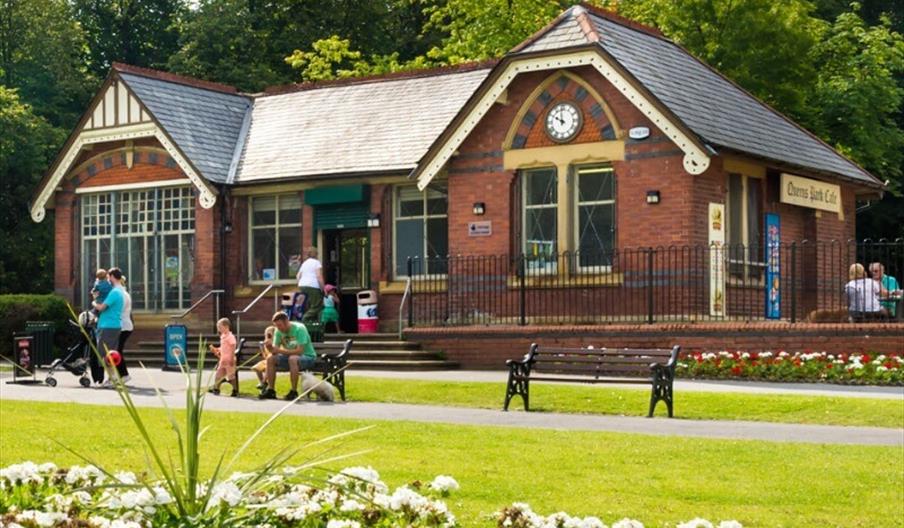 Queens Park Cafe on a sunny day.