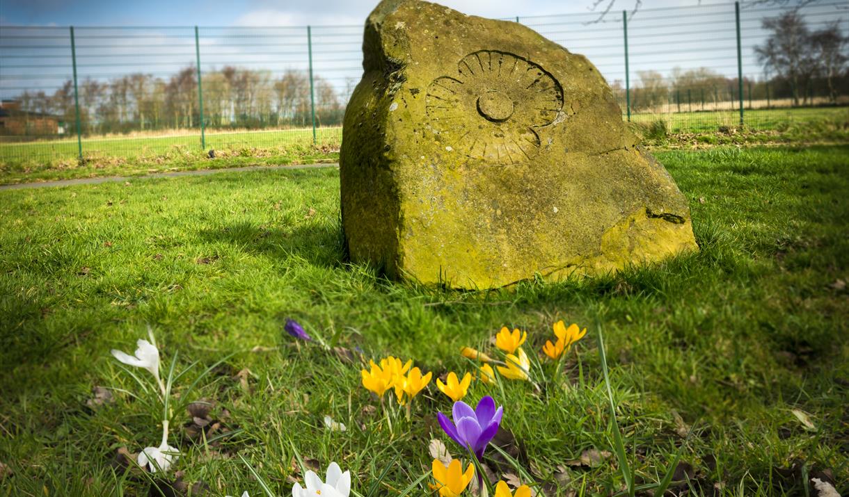 The memorial stone at Bowlee Park.