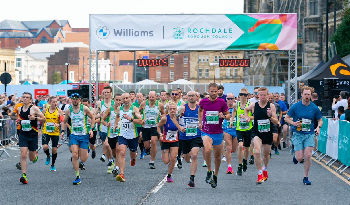 Runners beginning the half marathon.