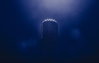 Microphone in blue smoke