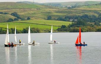 Sailing boats on Hollingworth Lake.