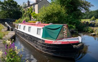 Narrow boat on the Rochdale Canal.