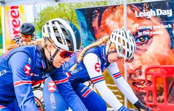 Racing cyclists.