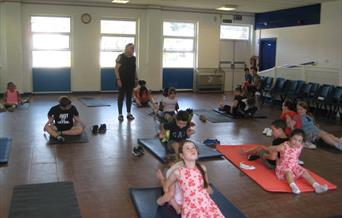 A yoga session with children.