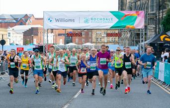 Runners beginning the half marathon.