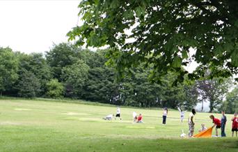 Families playing at Falinge Park.