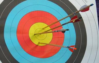 Archery Target with Arrows in the Bullseye