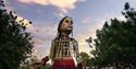Amal, guided by puppeteers, in Turkey.