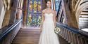 Bride standing on Grand Staircase in Rochdale Town Hall.