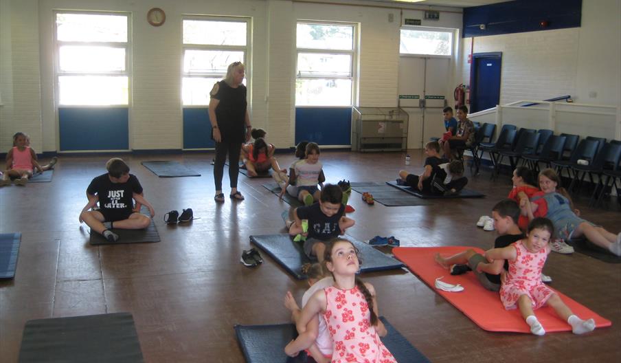 A yoga session with children.