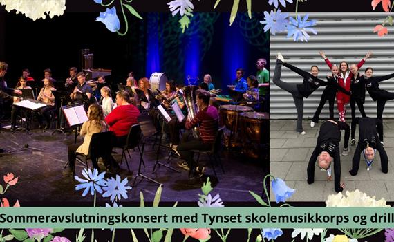 Sommeravslutningskonsert med skolekorps og drill