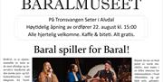 Plakat for åpningsarrangement Baralmuseet 22. august 2026