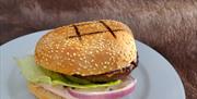 Rørosreins burger med salat og tyttebærrømme