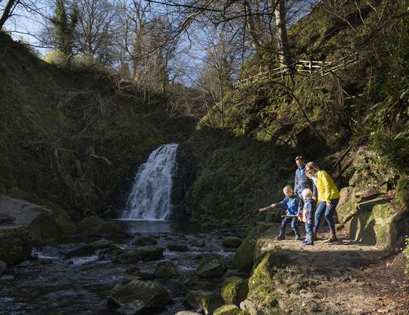 Family at Gleno Waterfall