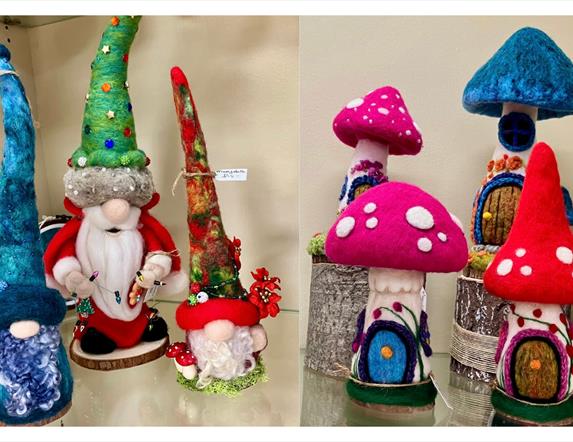 Needle felted toadstools and gonks by Marydolls