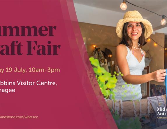 Marketing Graphic of lady shopping at craft fair with Fair details.