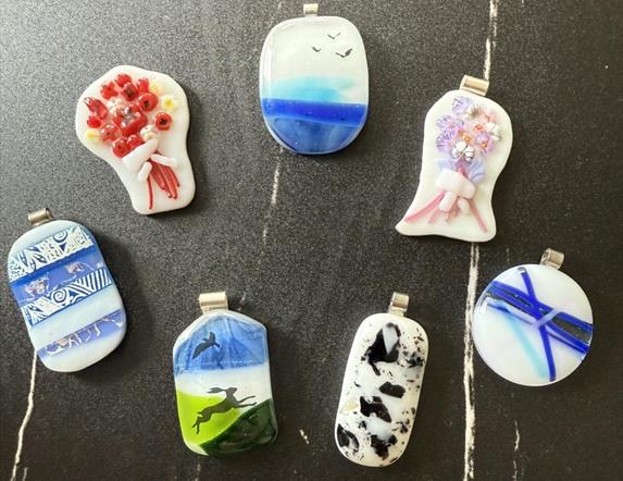 selection of fused glass jewellery