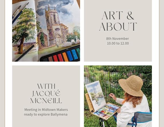Art and About promo image of Jacque McNeill painting outdoors