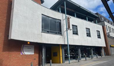 White concrete exterior of Ballymena Central Library