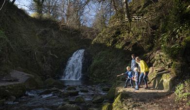 Family at Gleno Waterfall