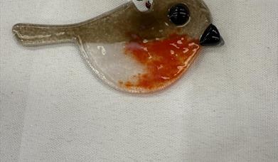 fused glass robin decoration