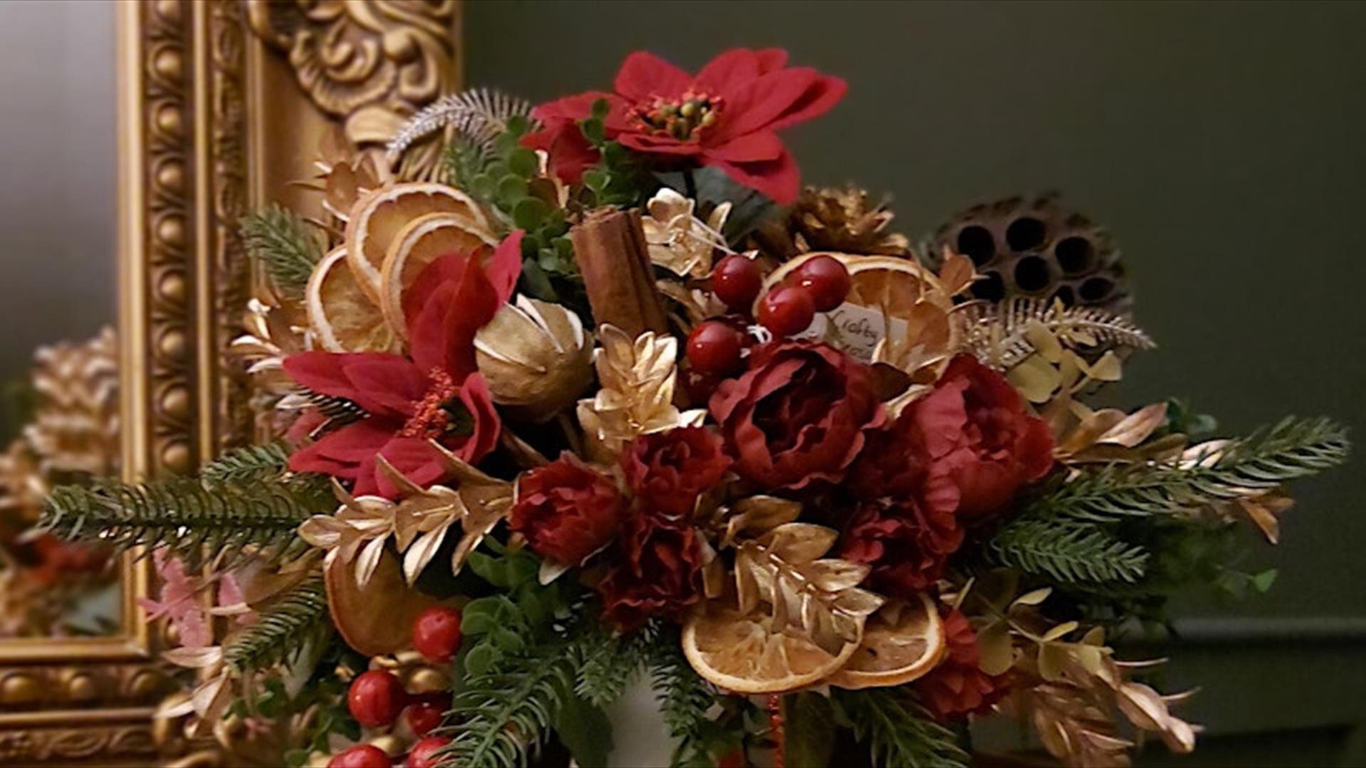 Floral Christmas Table Arrangement