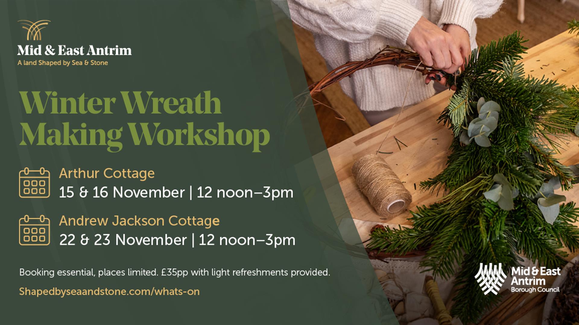 Images shows craft activity in relation to making a wreath