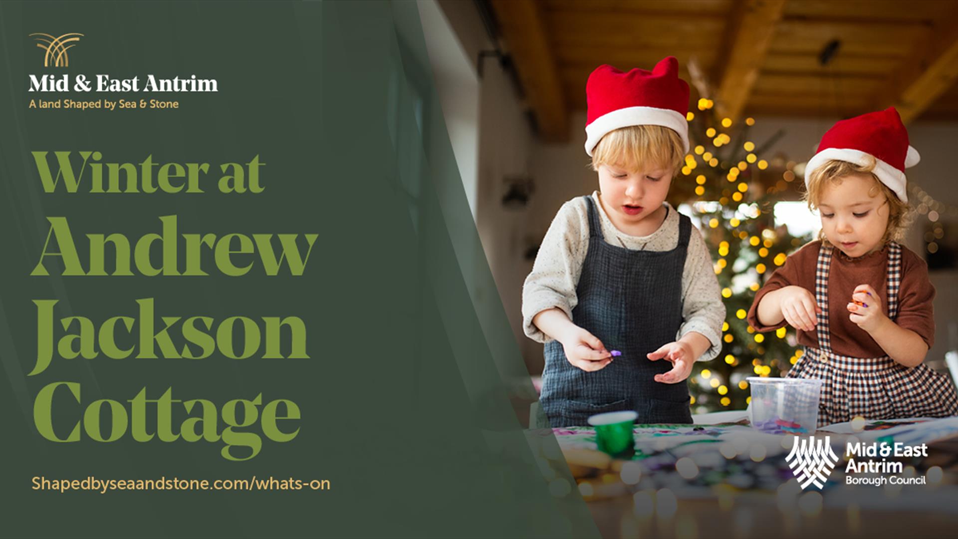 Two children making christmas decorations