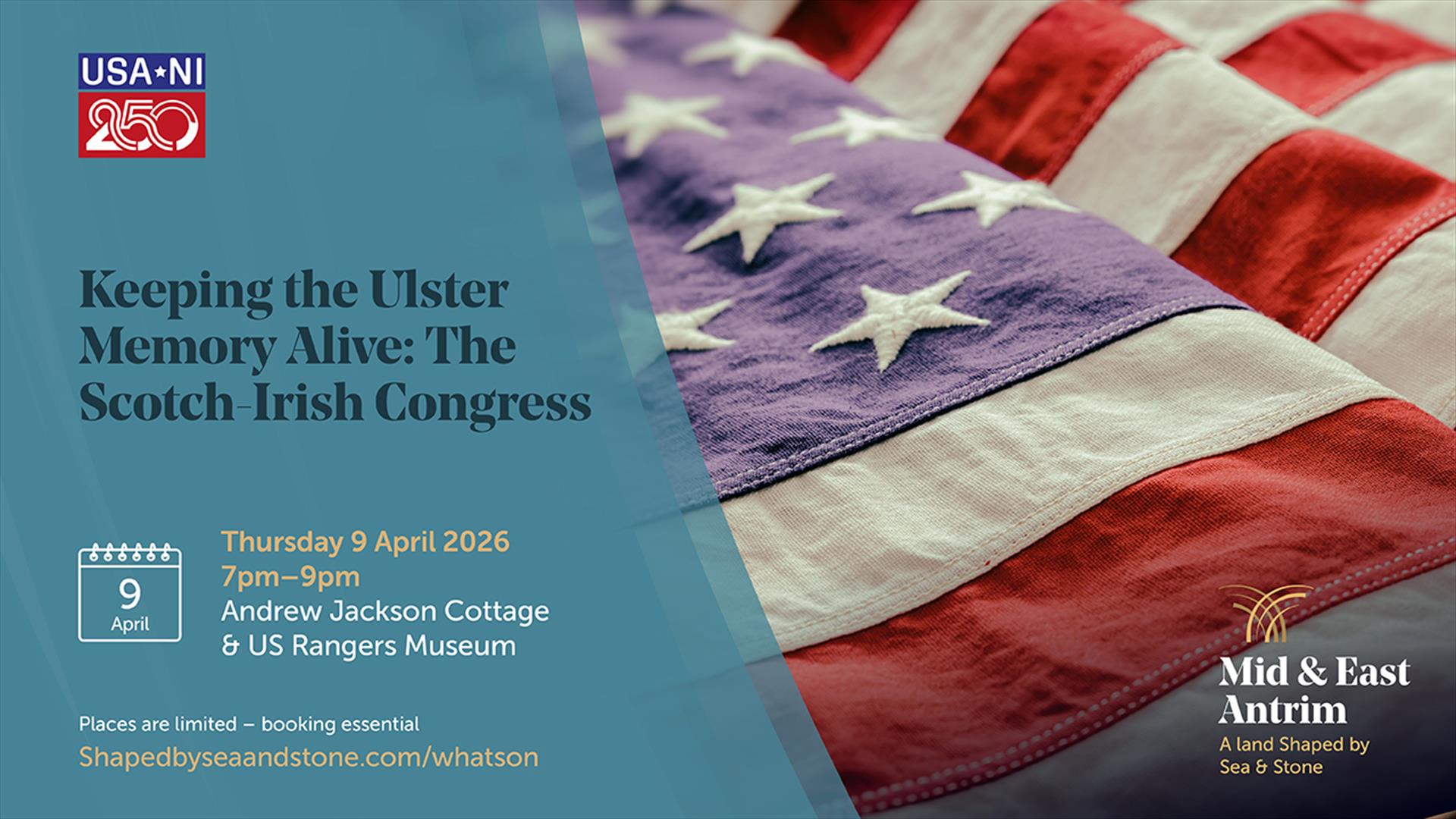 American flag and event details