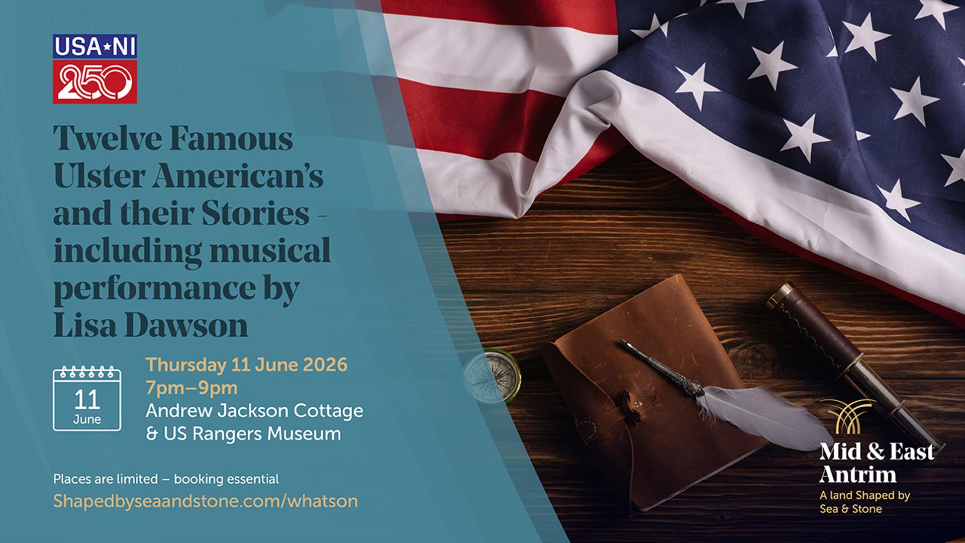 American flag and event details