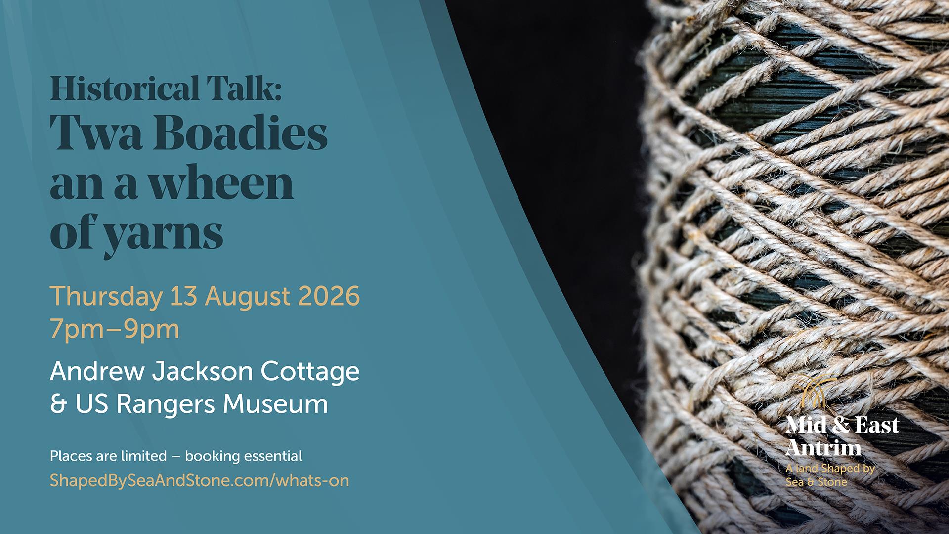 Picture of a ball of yarn and event information