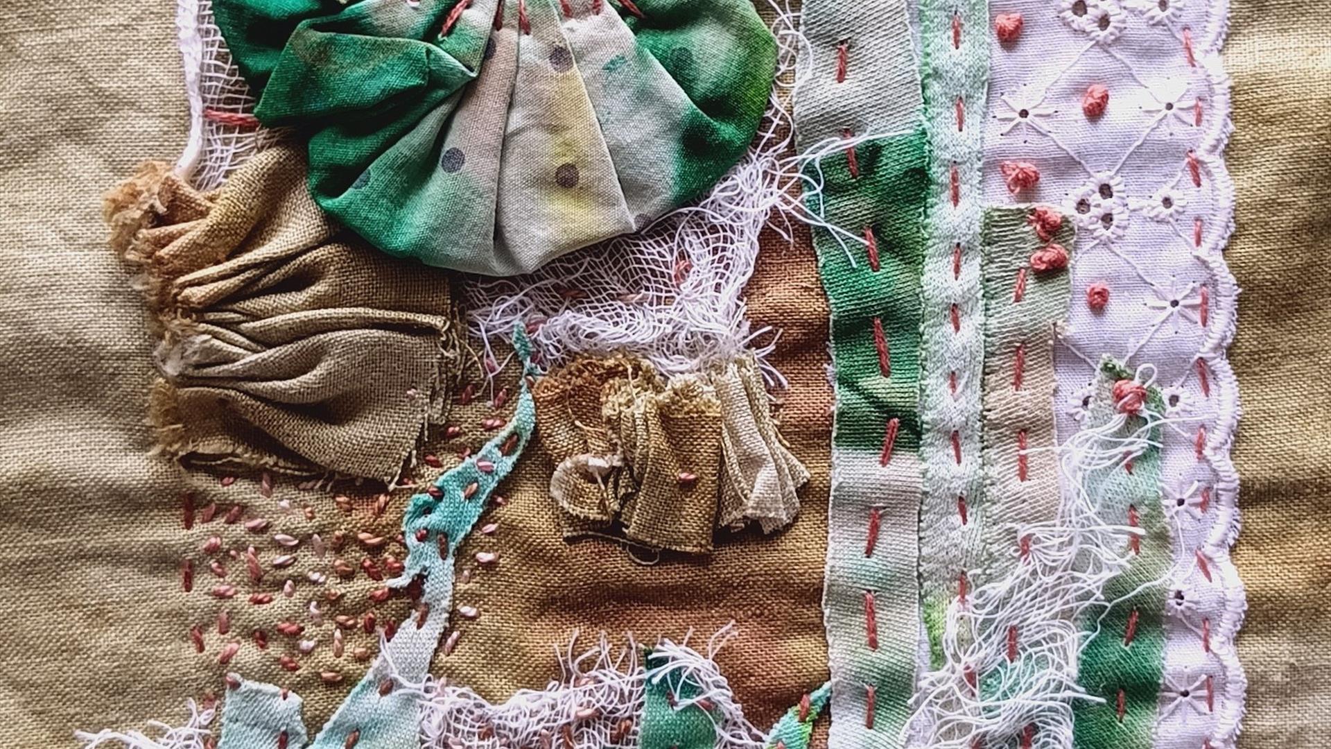 Lace collage and embroidery.