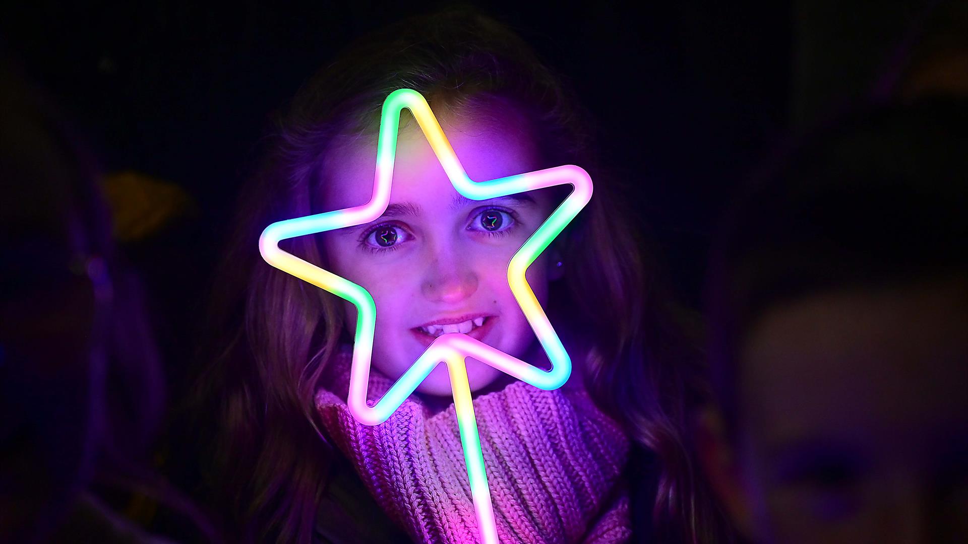 Girl with star shaped light