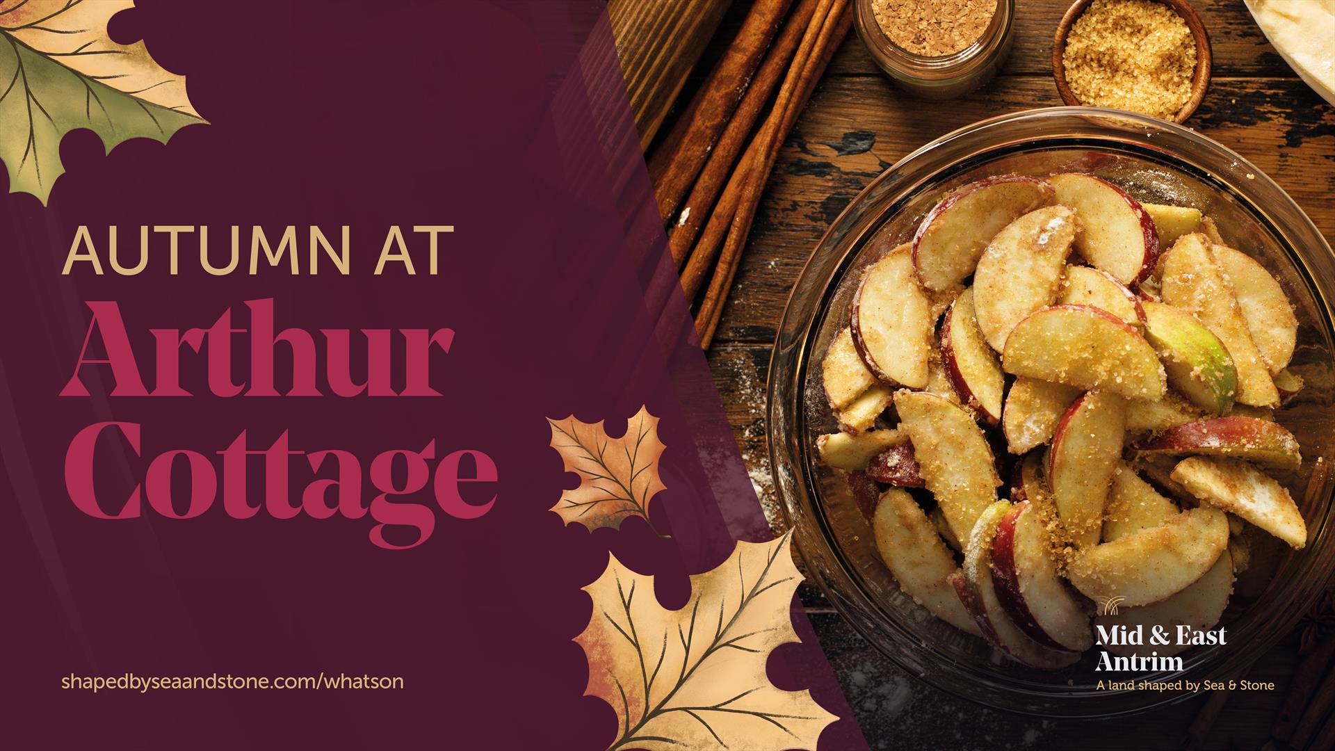 autumn leaves and sugared apple slices
