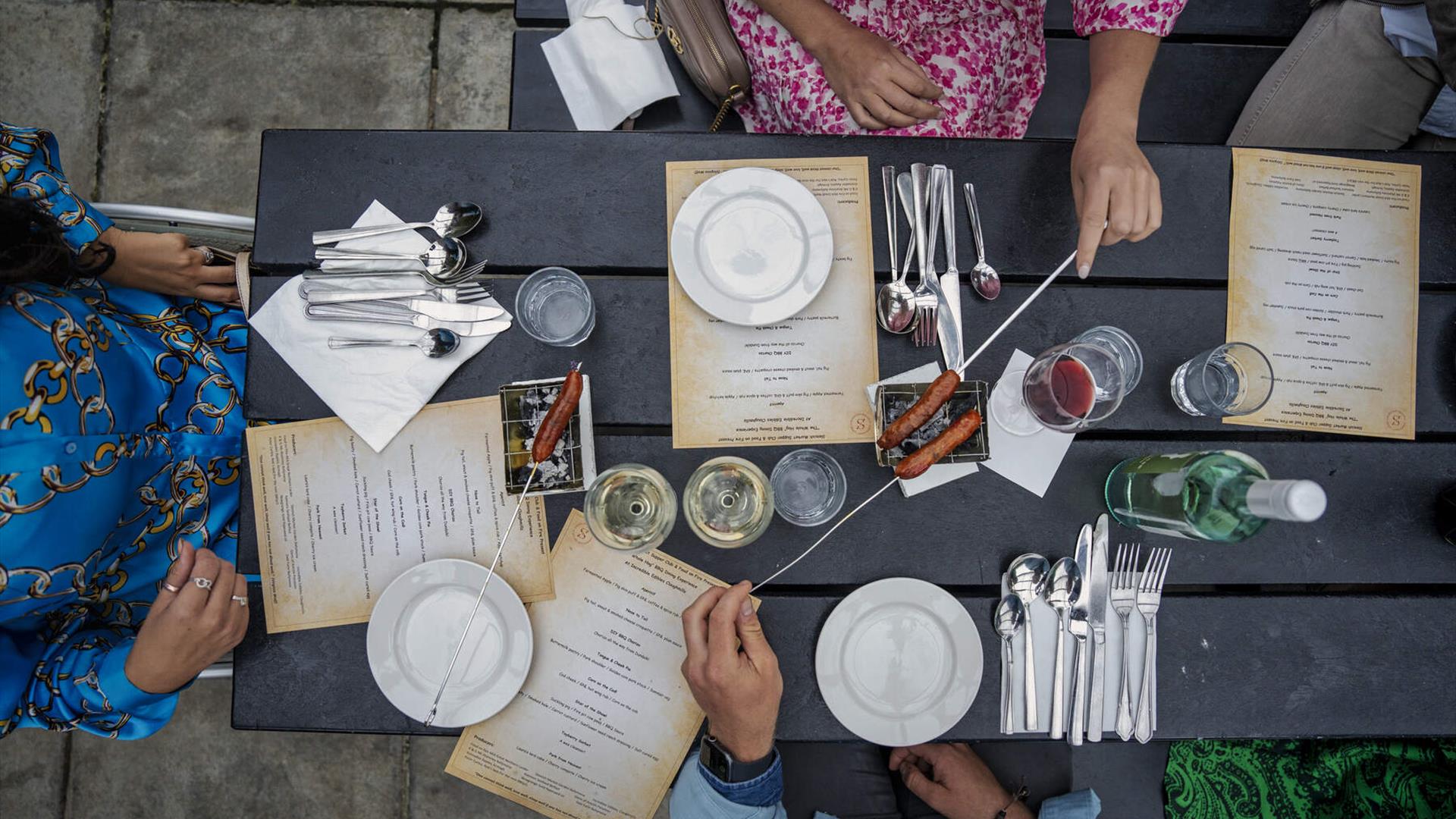 A birds-eye view of the table setting at an al fresco Slemish Supper Club dining experience