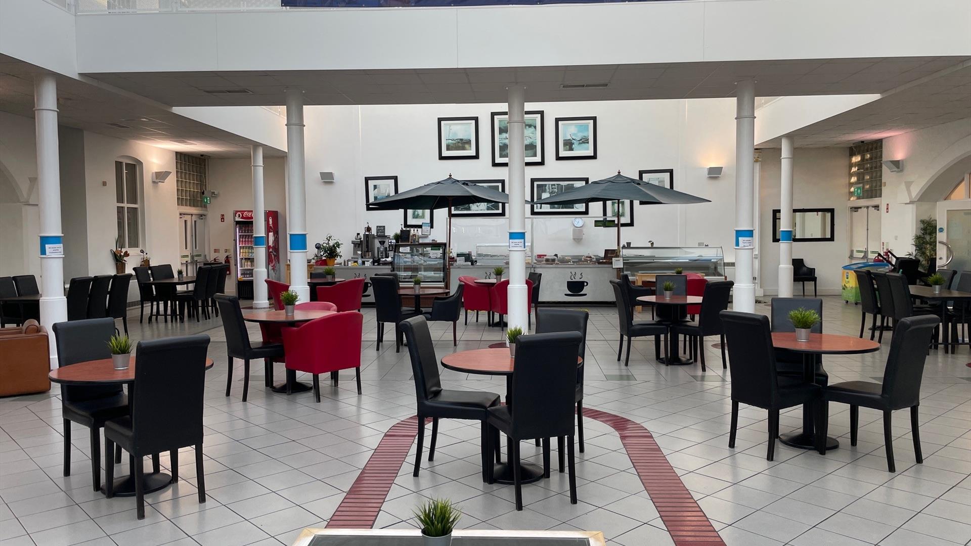 Seating area within The Glasshouse Bistro in Carrickfergus Civic Centre