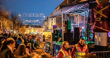 High Street Stage crownd awaiting the switch on