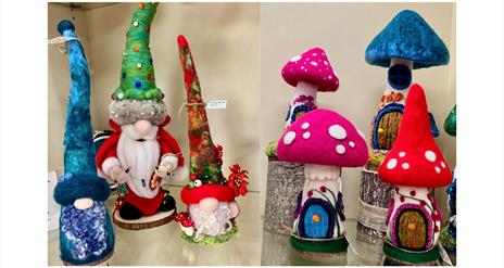 Needle felted toadstools and gonks by Marydolls