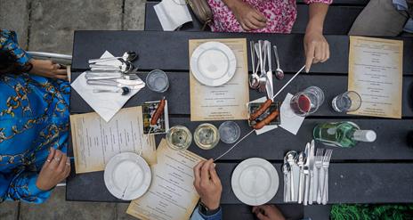 A birds-eye view of the table setting at an al fresco Slemish Supper Club dining experience