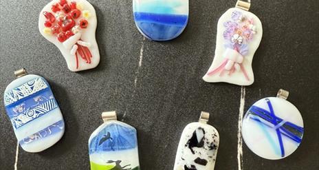 selection of fused glass jewellery