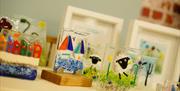 fused glass ornaments with sheep and boats decoration by Glass 4 Class