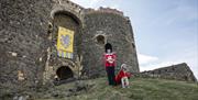 Irish Guards and Mascot outside Carrickfergus Castle