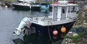 Small fishing boat Amberjack moored in Carnlough Harbour