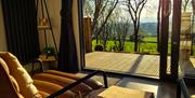 Views from inside the cabin looking out over the Sperrin mountains