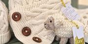 Linda Wray's aran scarf and knitted sheep