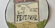 Drawn image with - book showing word The Not So Secret Book Festival - 20 to 22nd June 2025
