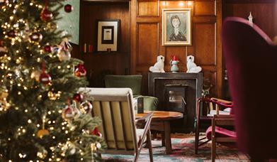 The Restaurant inside Castle Kitchen & Bar looking cosy with Christmas decorations.