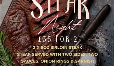 Poster for steak night promotion offer at Fiddlers Rest