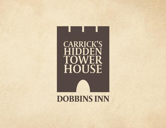 Logo showing tower shape with words Carrick's Hidden Tower House - Dobbins Inn