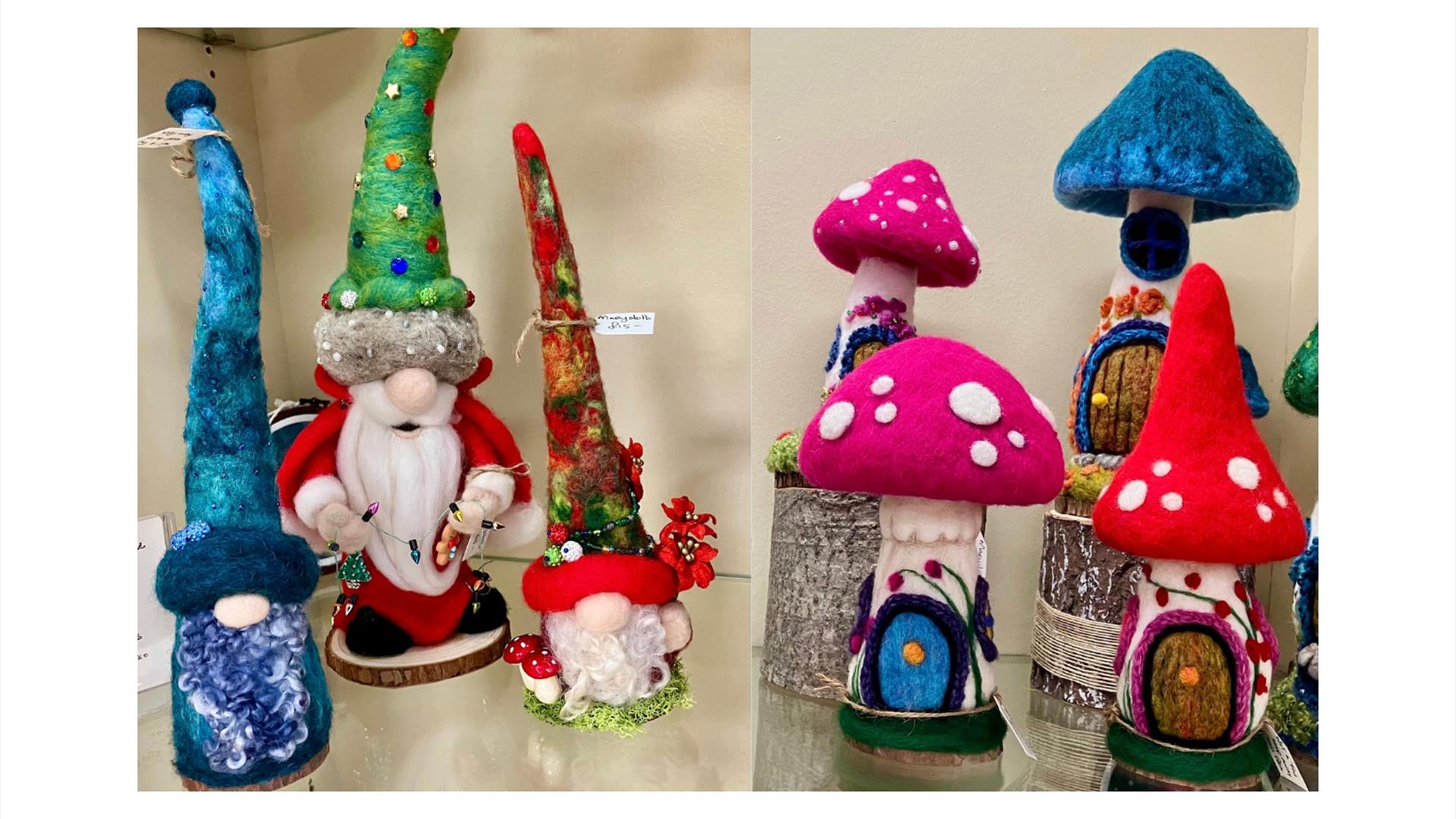 Needle felted toadstools and gonks by Marydolls Needle felted toadstools and gonks by Marydolls